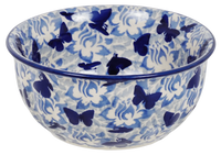 A picture of a Polish Pottery 5.5" Bowl (Dusty Blue Butterflies) | M083U-AS56 as shown at PolishPotteryOutlet.com/products/5-5-bowl-dusty-blue-butterflies