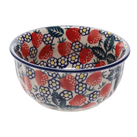 A picture of a Polish Pottery 5.5" Bowl (Strawberry Fields) | M083U-AS59 as shown at PolishPotteryOutlet.com/products/5-5-bowl-strawberry-fields
