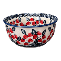 A picture of a Polish Pottery 5.5" Bowl (Fresh Strawberries) | M083U-AS70 as shown at PolishPotteryOutlet.com/products/5-5-bowl-fresh-strawberries-m083u-as70
