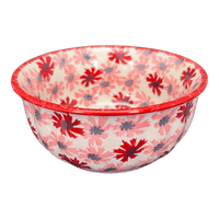 A picture of a Polish Pottery 5.5" Bowl (Scarlet Daisy) | M083U-AS73 as shown at PolishPotteryOutlet.com/products/5-5-bowl-scarlet-daisy-m083u-as73