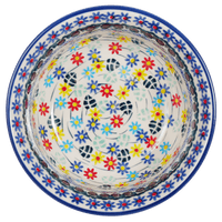 A picture of a Polish Pottery 5.5" Bowl (Floral Swirl) | M083U-BL01 as shown at PolishPotteryOutlet.com/products/5-5-bowl-floral-swirl