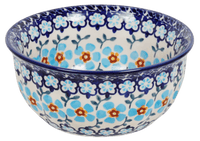 A picture of a Polish Pottery 5.5" Bowl (Sky Blue Border) | M083U-MS04 as shown at PolishPotteryOutlet.com/products/5-5-bowl-sky-blue-border