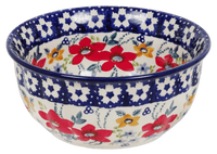 A picture of a Polish Pottery 5.5" Bowl (Bold Red Blossoms) | M083U-P217 as shown at PolishPotteryOutlet.com/products/55-bowls-bold-red-blossoms