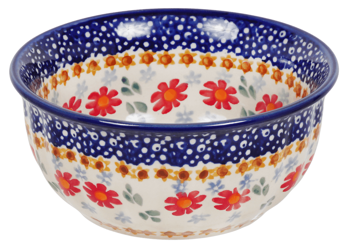 Bowl, Round, 5.5" in "Red Daisy Daze" by Manufaktura | M083U-P227