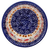 A picture of a Polish Pottery 5.5" Bowl (Red Daisy Daze) | M083U-P227 as shown at PolishPotteryOutlet.com/products/5-5-bowls-red-daisy-daze