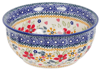 A picture of a Polish Pottery 6.5" Bowl (Ruby Bouquet) | M084S-DPCS as shown at PolishPotteryOutlet.com/products/65-bowls-ruby-bouquet