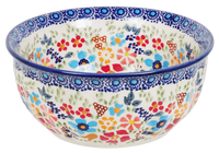 A picture of a Polish Pottery 6.5" Bowl (Festive Flowers) | M084S-IZ16 as shown at PolishPotteryOutlet.com/products/65-bowls-festive-flowers