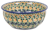 A picture of a Polish Pottery 6.5" Bowl (Perennial Garden) | M084S-LM as shown at PolishPotteryOutlet.com/products/65-bowls-perennial-garden