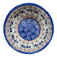 A picture of a Polish Pottery 6.5" Bowl (Blue Poppy Persuasion) | M084S-P269 as shown at PolishPotteryOutlet.com/products/6-5-bowl-p269-m084s-p269