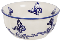 A picture of a Polish Pottery 6.5" Bowl (Butterfly Garden) | M084T-MOT1 as shown at PolishPotteryOutlet.com/products/65-bowls-butterfly-garden