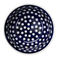 A picture of a Polish Pottery 6.5" Bowl (Hello Dotty) | M084T-9 as shown at PolishPotteryOutlet.com/products/6-5-bowl-hello-dotty-m084t-9