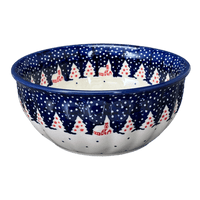 A picture of a Polish Pottery 6.5" Bowl (Christmas Chapel) | M084T-CHDK as shown at PolishPotteryOutlet.com/products/6-5-bowl-christmas-chapel-m084t-chdk