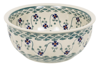 A picture of a Polish Pottery 6.5" Bowl (Woven Pansies) | M084T-RV as shown at PolishPotteryOutlet.com/products/65-bowls-woven-pansies