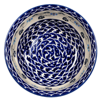 A picture of a Polish Pottery 6.5" Bowl (Basket of Blue) | M084T-SZV as shown at PolishPotteryOutlet.com/products/6-5-bowl-basket-of-blue