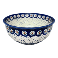 A picture of a Polish Pottery 6.5" Bowl (Peacock Dot) | M084U-54K as shown at PolishPotteryOutlet.com/products/6-5-bowl-peacock-dot-m084u-54k