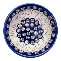 A picture of a Polish Pottery 6.5" Bowl (Peacock Dot) | M084U-54K as shown at PolishPotteryOutlet.com/products/6-5-bowl-peacock-dot-m084u-54k
