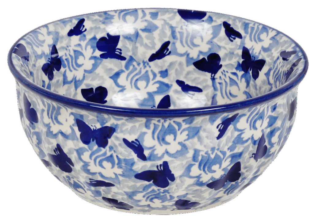 Bowl, Round, 6.5" in "Dusty Blue Butterflies" by Manufaktura | M084U-AS56