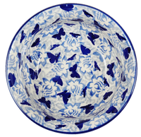 A picture of a Polish Pottery 6.5" Bowl (Dusty Blue Butterflies) | M084U-AS56 as shown at PolishPotteryOutlet.com/products/6-5-bowl-dusty-blue-butterflies