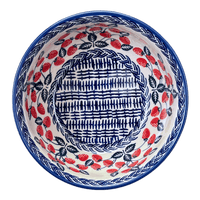 A picture of a Polish Pottery 6.5" Bowl (Fresh Strawberries) | M084U-AS70 as shown at PolishPotteryOutlet.com/products/6-5-bowl-fresh-strawberries-m084u-as70