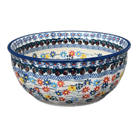 A picture of a Polish Pottery 6.5" Bowl (Floral Swirl) | M084U-BL01 as shown at PolishPotteryOutlet.com/products/6-5-bowl-floral-swirl-m084u-bl01