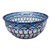 A picture of a Polish Pottery 6.5" Bowl (Blue Diamond) | M084U-DHR as shown at PolishPotteryOutlet.com/products/6-5-bowl-blue-diamond-m084u-dhr