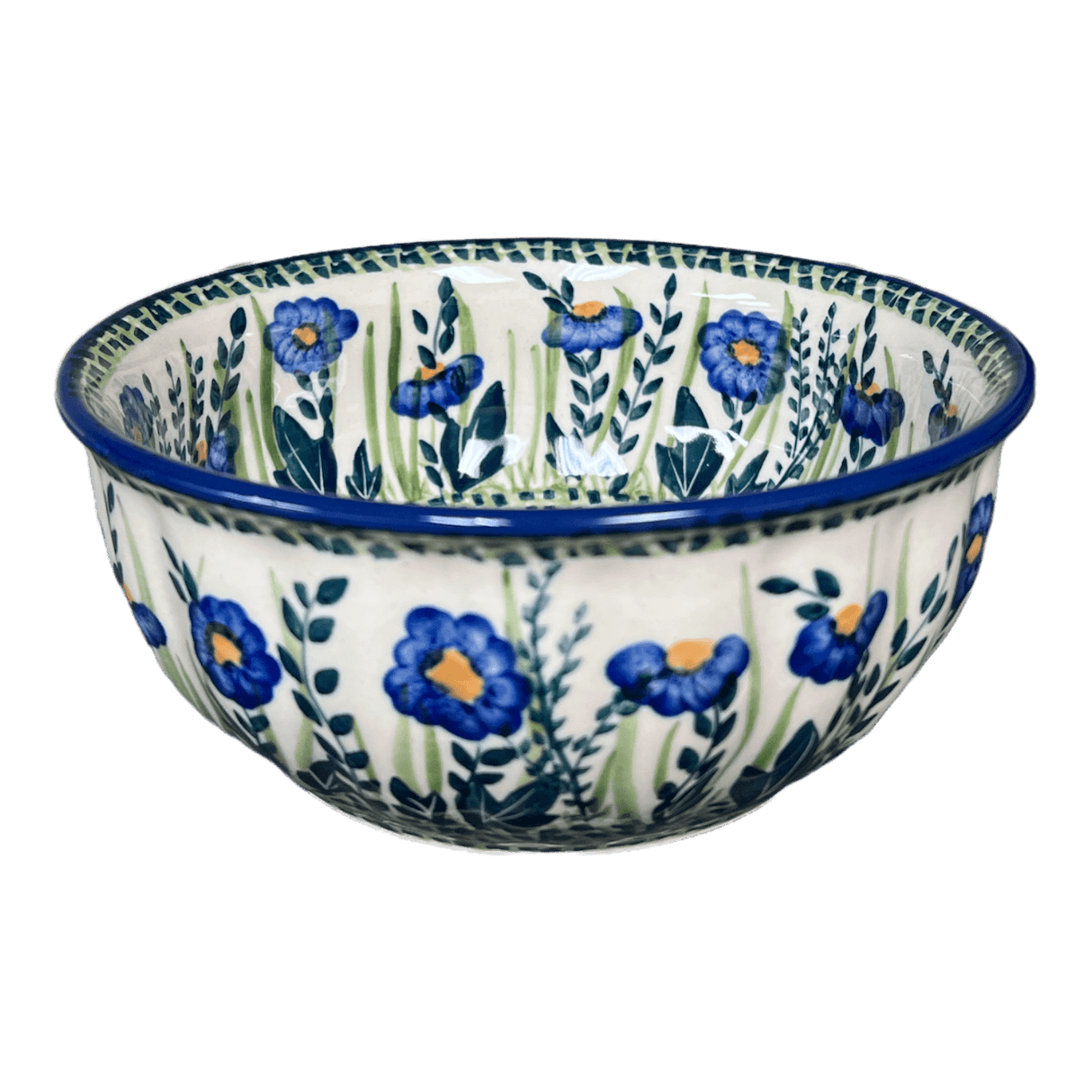 Bowl, Round, 6.5" in "Bouncing Blue Blossoms" by Manufaktura | M084U-IM03