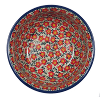 A picture of a Polish Pottery 6.5" Bowl (Floral Revival Red) | M084U-MCZE as shown at PolishPotteryOutlet.com/products/copy-of-6-5-bowls-blue-diamond