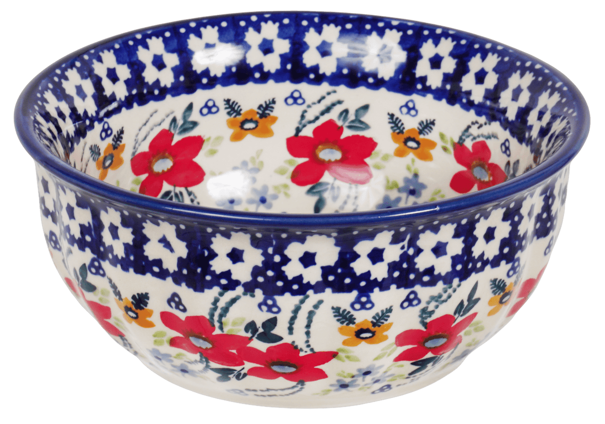 Bowl, Round, 6.5" in "Bold Red Blossoms" by Manufaktura | M084U-P217