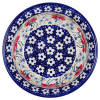 A picture of a Polish Pottery 6.5" Bowl (Bold Red Blossoms) | M084U-P217 as shown at PolishPotteryOutlet.com/products/65-bowls-bold-red-blossoms