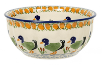 A picture of a Polish Pottery 6.5" Bowl (Ducks in a Row) | M084U-P323 as shown at PolishPotteryOutlet.com/products/6-5-bowls-ducks-in-a-row