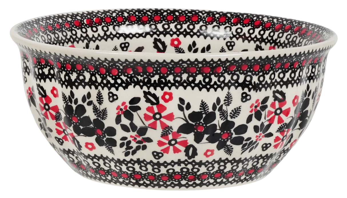 Bowl, Round, 7.75" in "Duet in Black & Red" by Manufaktura | M085S-DPCC