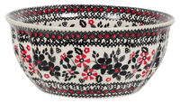 A picture of a Polish Pottery 7.75" Bowl (Duet in Black & Red) | M085S-DPCC as shown at PolishPotteryOutlet.com/products/7-75-bowl-duet-in-black-red
