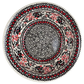 Polish Pottery 7.75" Bowl (Duet in Black & Red) | M085S-DPCC Additional Image at PolishPotteryOutlet.com