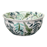 A picture of a Polish Pottery 7.75" Bowl (Scattered Ferns) | M085S-GZ39 as shown at PolishPotteryOutlet.com/products/7-75-bowl-scattered-ferns-m085s-gz39