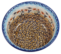 A picture of a Polish Pottery 7.75" Bowl (Hummingbird Harvest) | M085S-JZ35 as shown at PolishPotteryOutlet.com/products/7-75-bowl-hummingbird-harvest