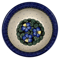 A picture of a Polish Pottery 7.75" Bowl (Pansies) | M085S-JZB as shown at PolishPotteryOutlet.com/products/775-bowls-pansies