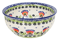 A picture of a Polish Pottery 7.75" Bowl (Floral Fans) | M085S-P314 as shown at PolishPotteryOutlet.com/products/775-bowls-floral-fans