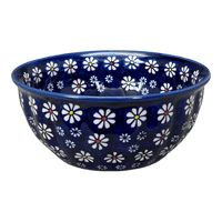 A picture of a Polish Pottery 7.75" Bowl (Midnight Daisies) | M085S-S002 as shown at PolishPotteryOutlet.com/products/7-75-bowl-midnight-daisies-m085s-s002