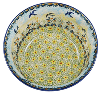 A picture of a Polish Pottery 7.75" Bowl (Soaring Swallows) | M085S-WK57 as shown at PolishPotteryOutlet.com/products/775-bowls-soaring-swallows