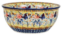 A picture of a Polish Pottery 7.75" Bowl (Butterfly Bliss) | M085S-WK73 as shown at PolishPotteryOutlet.com/products/7-75-bowl-butterfly-bliss