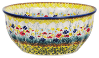 A picture of a Polish Pottery 7.75" Bowl (Sunlit Wildflowers) | M085S-WK77 as shown at PolishPotteryOutlet.com/products/7-75-bowl-sunlit-wildflowers