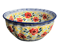 A picture of a Polish Pottery 7.75" Bowl (Brilliant Wreath) | M085S-WK78 as shown at PolishPotteryOutlet.com/products/7-75-bowl-brilliant-wreath-m085s-wk78