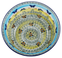 A picture of a Polish Pottery 7.75" Bowl (Butterflies In Flight) | M085S-WKM as shown at PolishPotteryOutlet.com/products/775-bowls-butterflies-in-flight