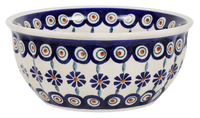 A picture of a Polish Pottery 7.75" Bowl (Floral Peacock) | M085T-54KK as shown at PolishPotteryOutlet.com/products/775-bowls-floral-peacock