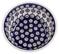 A picture of a Polish Pottery 7.75" Bowl (Floral Peacock) | M085T-54KK as shown at PolishPotteryOutlet.com/products/775-bowls-floral-peacock