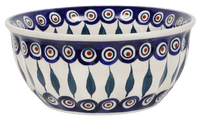 A picture of a Polish Pottery 7.75" Bowl (Peacock) | M085T-54 as shown at PolishPotteryOutlet.com/products/775-bowls-peacock