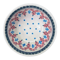 A picture of a Polish Pottery 7.75" Bowl (Floral Symmetry) | M085T-DH18 as shown at PolishPotteryOutlet.com/products/7-75-bowl-floral-symmetry-m085t-dh18