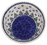 A picture of a Polish Pottery 7.75" Bowl (Snowy Pines) | M085T-U22 as shown at PolishPotteryOutlet.com/products/775-bowls-snowy-pines