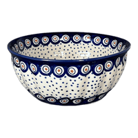 A picture of a Polish Pottery 7.75" Bowl (Peacock Dot) | M085U-54K as shown at PolishPotteryOutlet.com/products/7-75-bowl-peacock-dot-m085u-54k