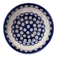 A picture of a Polish Pottery 7.75" Bowl (Peacock Dot) | M085U-54K as shown at PolishPotteryOutlet.com/products/7-75-bowl-peacock-dot-m085u-54k